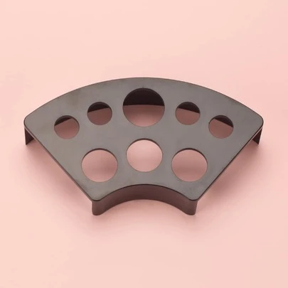 件黑色塑膠 8 孔扇形紋身顏料架（帶 L/m/s 尺寸墨杯槽）