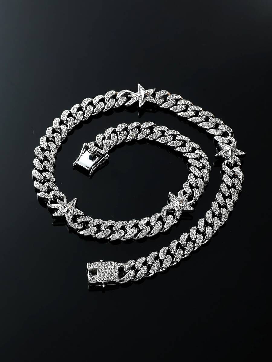 Nam Trang trí ngôi sao rhinestone Dây chuyền , Đối với Đồ trang sức Qủa tặng Và Buổi tiệc - Bạc - Xem 1
