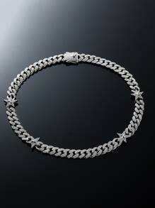 Nam Trang trí ngôi sao rhinestone Dây chuyền , Đối với Đồ trang sức Qủa tặng Và Buổi tiệc - Bạc - Xem 3