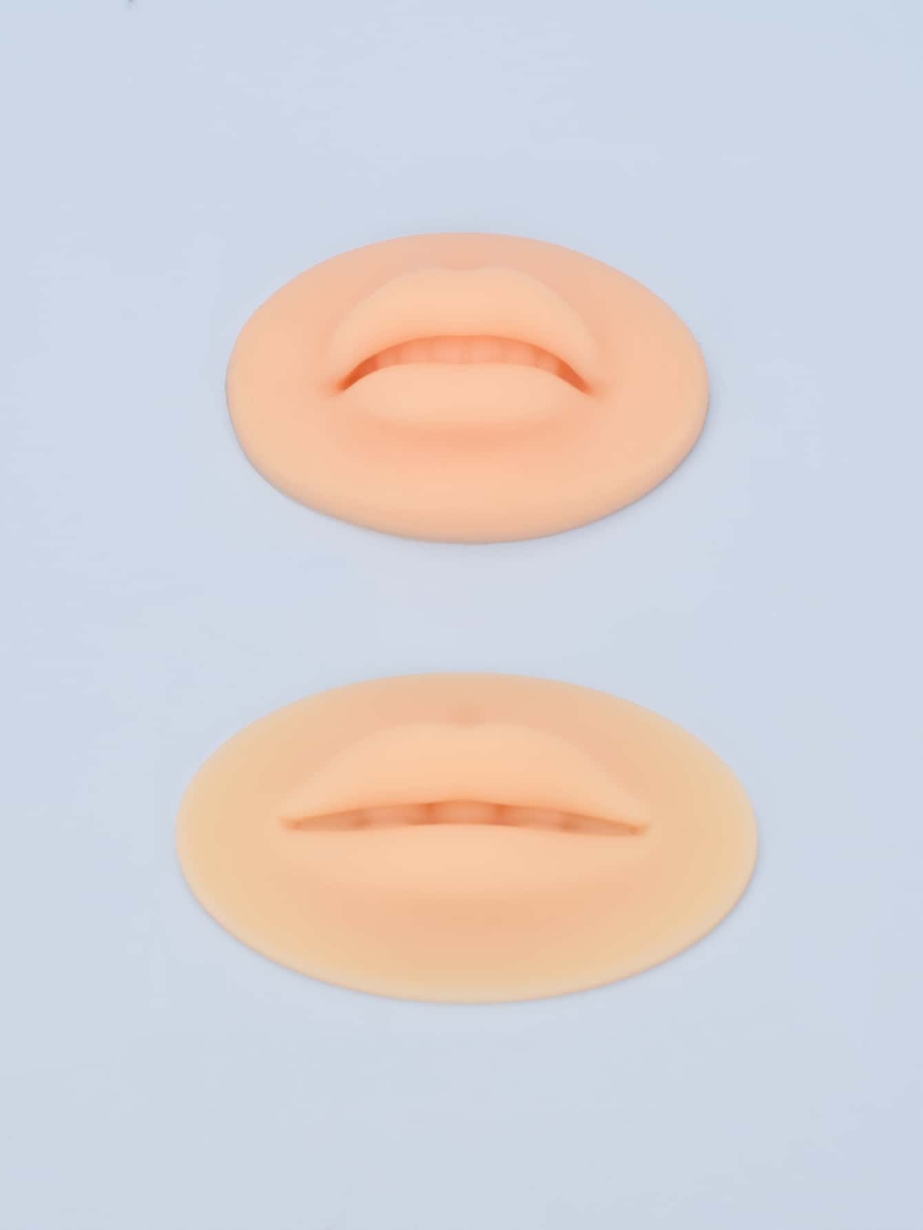 2pcs Flesh Color Silicone Lips With 2 Types Of Elasticity (thin & Hard + Thick & Soft) For Beginners In Eyebrow Tattooing And Coloring Practice - Apricot - View 1