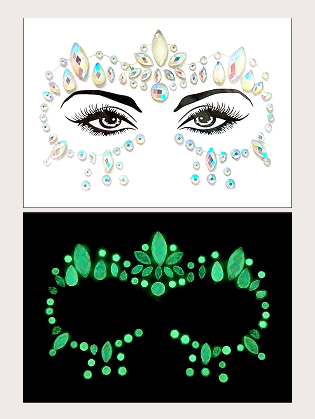 1 Miếng 3D Âm thanh nổi Mô phỏng Sáng Pha lê Nhãn dán mắt Máy khoan Mặt Hình dán Máy khoan DIY Buổi tiệc Hội hóa trang Mắt Mặt Hình dán Cơ thể Hình dán Máy khoan - Nhiều màu - Xem 1