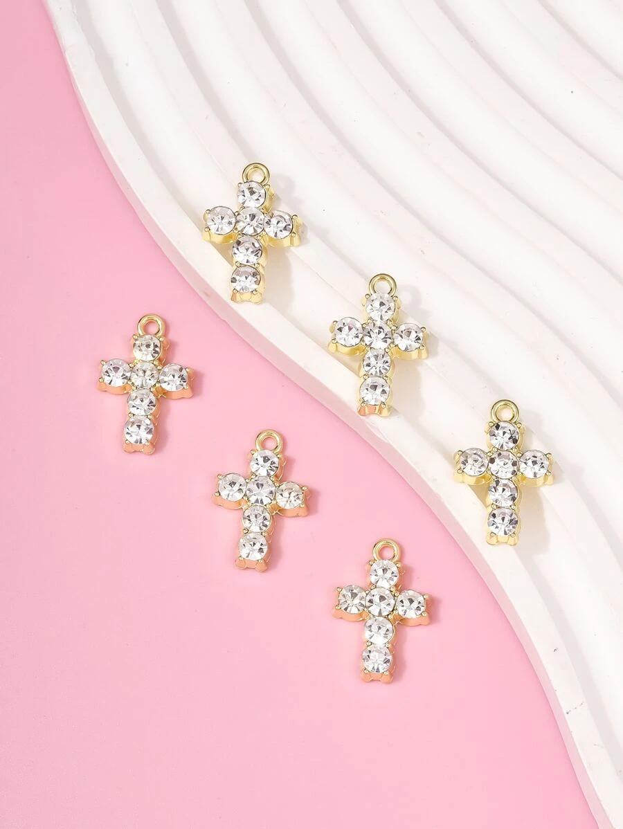 6pcs/set Rhinestone Cross DIY Pendant