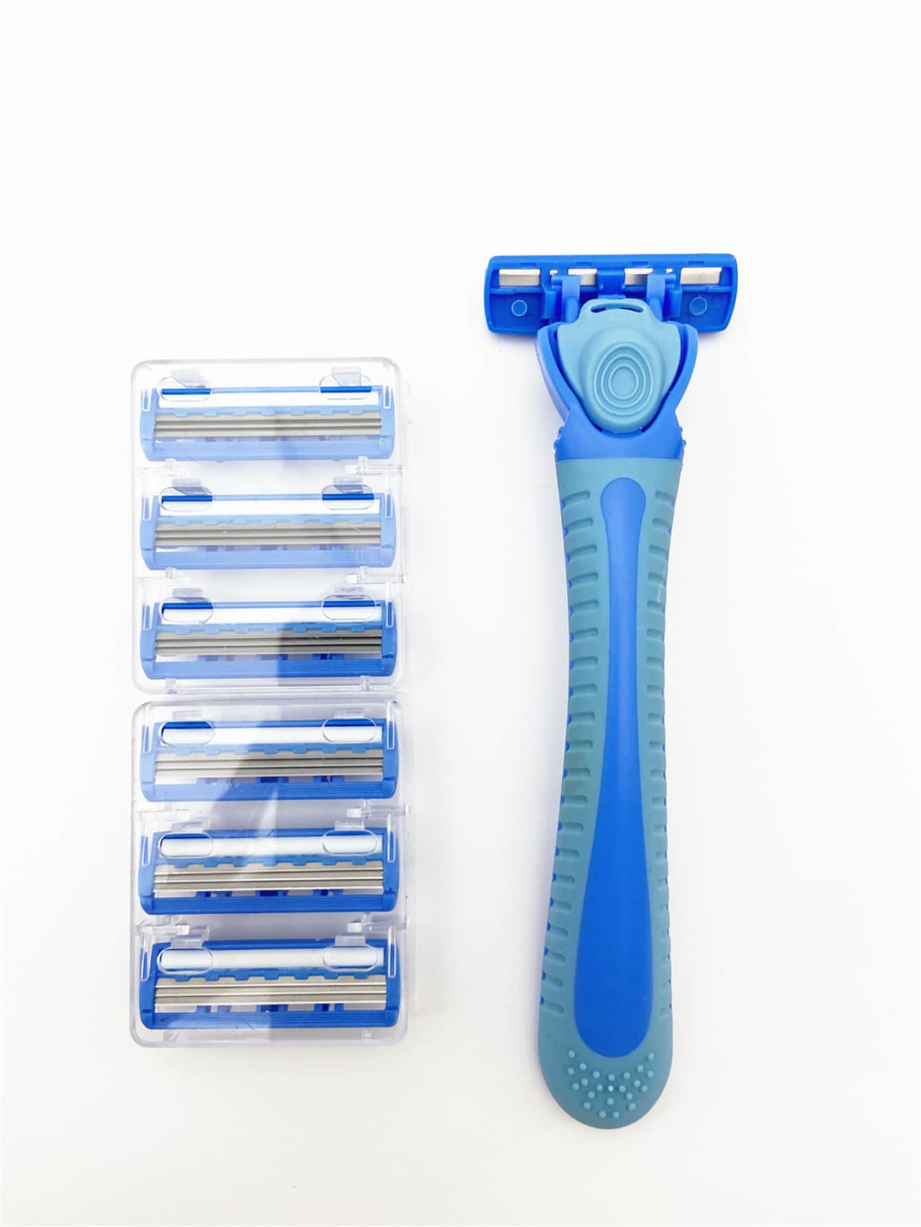 6pcs Men Two Tone Manual Shaver Set - Blue - View 1