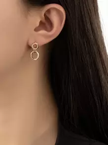 Circle Drop Earrings - Yellow Gold - View 1