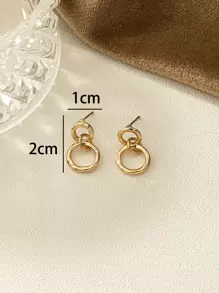 Circle Drop Earrings - Yellow Gold - View 3