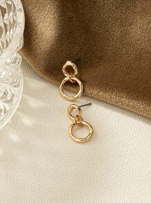 Circle Drop Earrings - Yellow Gold - View 4