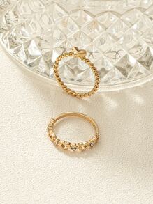 水鑽和愛心裝飾圓環 - 彩色 - 查看 2