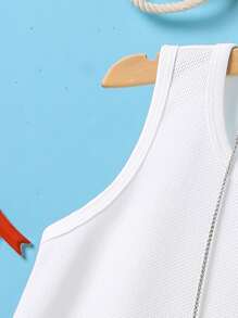 SHEIN Tween Boy椰子樹印花背心和短褲