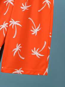 SHEIN Tween Boy椰子樹印花背心和短褲