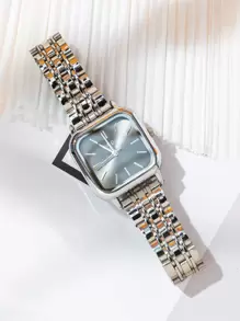 NAIDU 5pcs/Set Fashion Square Steel Band Ladies Watch