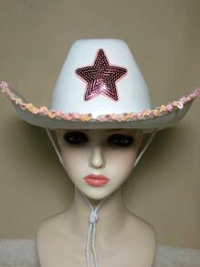 Sequin Star Decor Cowboy Hat - Multicolor - View 2