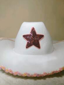 Sequin Star Decor Cowboy Hat - Multicolor - View 4