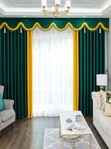 Two Tone Single Panel Blackout Curtain - Multicolor - View 1