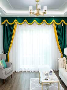 Two Tone Single Panel Blackout Curtain - Multicolor - View 4