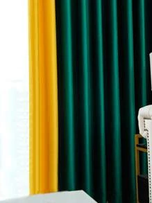 Two Tone Single Panel Blackout Curtain - Multicolor - View 5