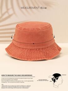 1入組中性防曬水洗牛仔漁夫帽/漁夫帽，適合日常配戴 - 橘色 - 查看 3