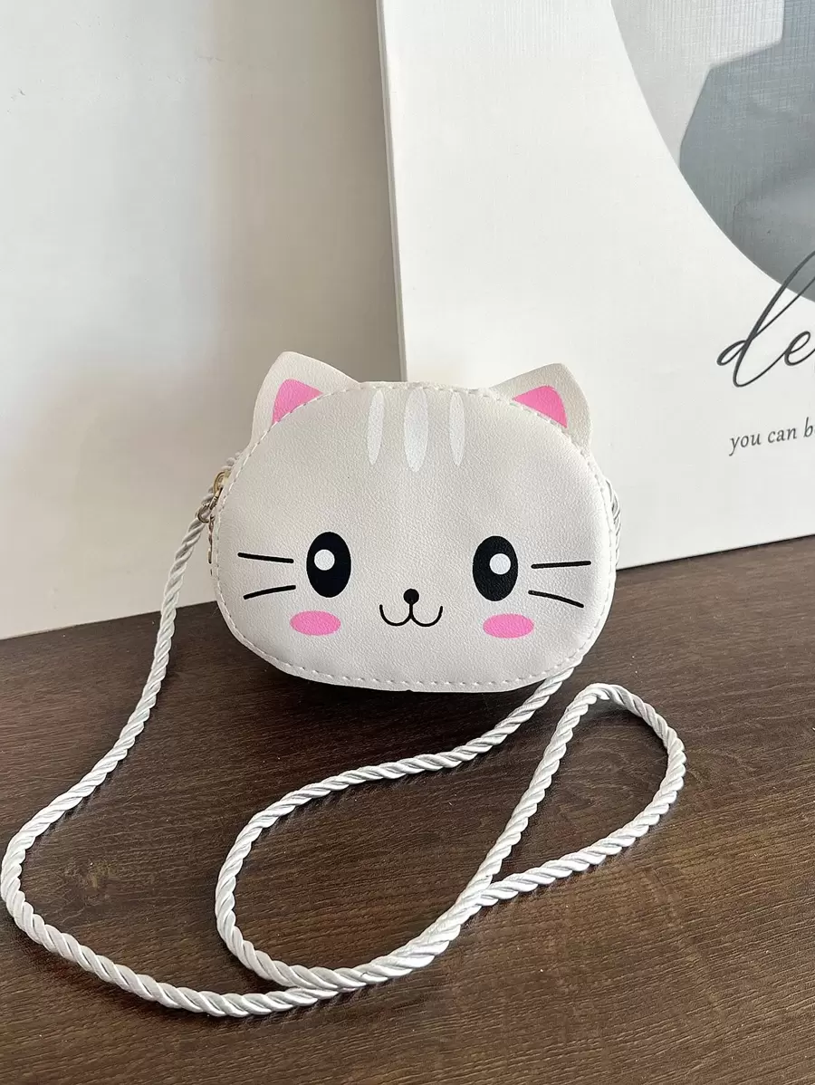 1 cái Cô Gái Trẻ Phim hoạt hình dễ thương Mèo Mini Đứa trẻ chất liệu da PU Túi đeo chéo Với dây kéo Khép kín Đối với Sử dụng hàng ngày In Tất cả các mùa - trắng - Xem 1