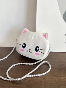 1 cái Cô Gái Trẻ Phim hoạt hình dễ thương Mèo Mini Đứa trẻ chất liệu da PU Túi đeo chéo Với dây kéo Khép kín Đối với Sử dụng hàng ngày In Tất cả các mùa - trắng - Xem 8
