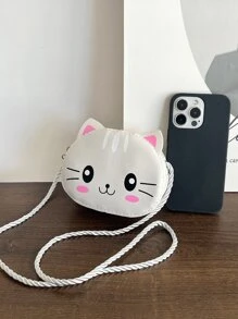 1 cái Cô Gái Trẻ Phim hoạt hình dễ thương Mèo Mini Đứa trẻ chất liệu da PU Túi đeo chéo Với dây kéo Khép kín Đối với Sử dụng hàng ngày In Tất cả các mùa - trắng - Xem 3