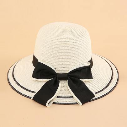 Bow Decor Straw Hat