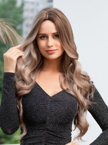 Long Curly Synthetic Wig - Multicolor - View 1