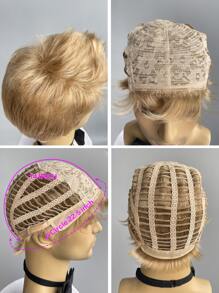 Men Short Blonde Synthetic Wig Short Straight Blonde Wigs For Men Daily Wear Costume Party - Vàng - Xem 5