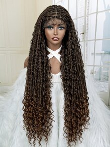 9*6 Lace Front Extra Long Braided Synthetic Wig - Ombre - View 1