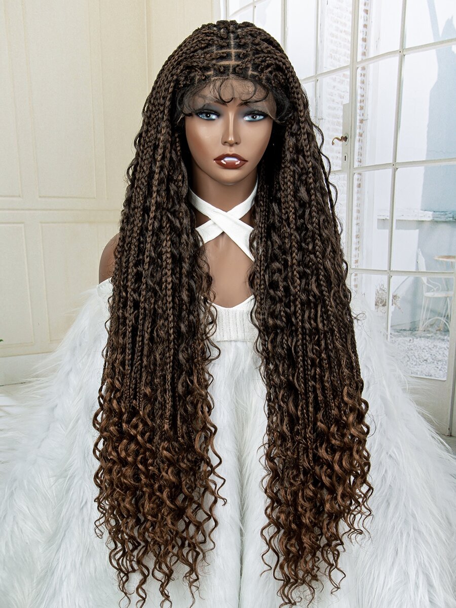 9*6 Lace Front Extra Long Braided Synthetic Wig - Ombre - View 1