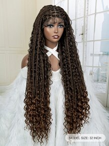 9*6 Lace Front Extra Long Braided Synthetic Wig - Ombre - View 2
