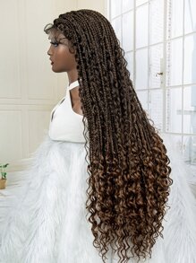 9*6 Lace Front Extra Long Braided Synthetic Wig - Ombre - View 5