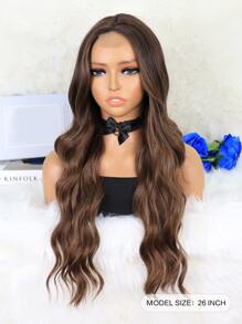 4*1 Lace Front Long Curly Synthetic Wig - Multicolor - View 2
