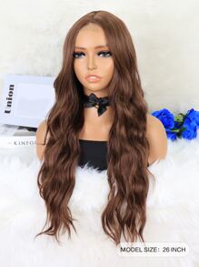 4*1 Lace Front Long Curly Synthetic Wig - Light Brown - View 2