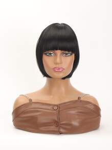 Short Straight Synthetic Hair Topper - Black - View 3