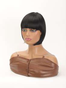 Short Straight Synthetic Hair Topper - Black - View 6