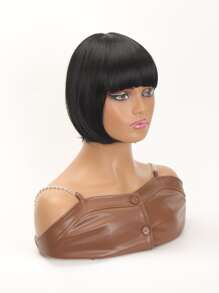 Short Straight Synthetic Hair Topper - Black - View 7