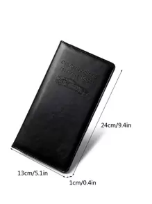 1入組超薄駕駛執照皮套，男女汽車登記和保險夾保護套，帶磁性閉合設計，用於卡片、基本文件、駕駛執照照片 PU 皮革長護照夾錢包，黑色 - 黑色 - 查看 8