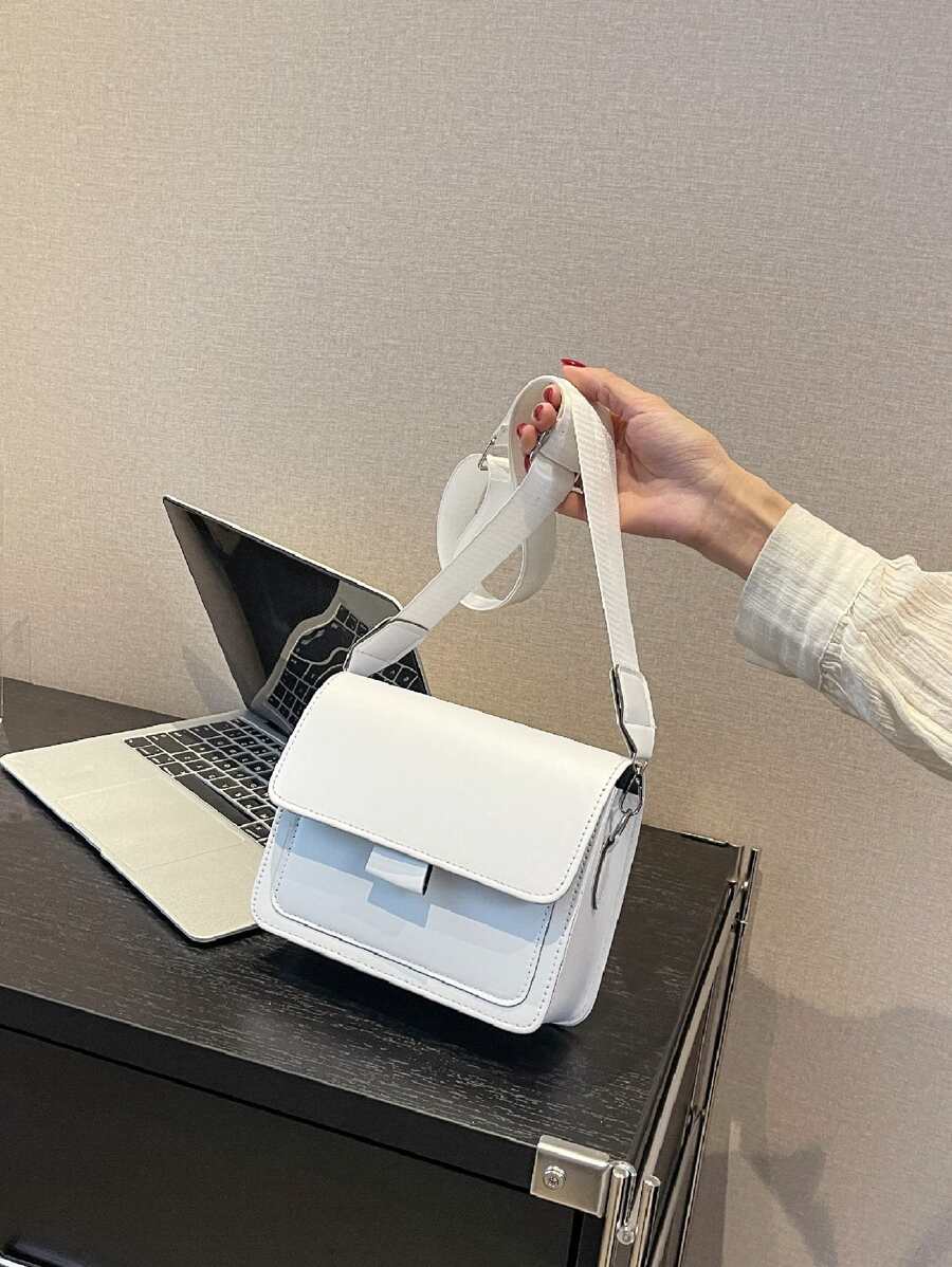 Mini Minimalist Flap Square Bag - White - View 1