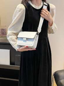 Mini Minimalist Flap Square Bag - White - View 2