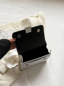 Mini Minimalist Flap Square Bag - White - View 7