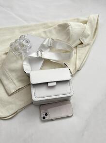 Mini Minimalist Flap Square Bag - White - View 8