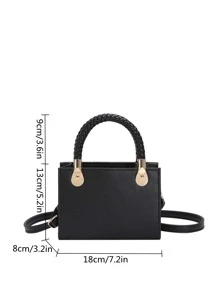 Mini Braided Detail Satchel Bag - Black - View 3