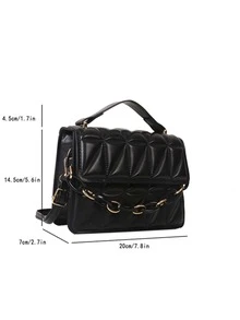 Bolso cartera mini guateado con diseño de cadena - Negro - Ver 5