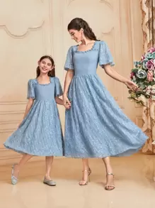 Modelyn 1pc Sweetheart Neck Butterfly Sleeve Dress - Baby Blue - View 6