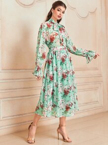 Modelyn Bộ đồ hai mảnh nữ Xù Thắt nơ trước Hoa Thanh lịch - Nhiều màu - Xem 4