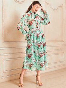 Modelyn Bộ đồ hai mảnh nữ Xù Thắt nơ trước Hoa Thanh lịch - Nhiều màu - Xem 5