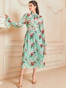 Modelyn Bộ đồ hai mảnh nữ Xù Thắt nơ trước Hoa Thanh lịch - Nhiều màu - Xem 6