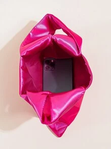 閃閃發光，閃亮迷人，優雅，精緻霓虹粉紅色緞面流浪漢包，完美的新娘錢包，適合婚禮、舞會和派對活動晚宴包，適合派對女孩、女士、女性，適合派對、婚禮、舞會、晚餐/宴會，雞尾酒 送給女性的最佳禮物 - 玫紅色 - 查看 5