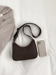 Minimalist Hobo Bag - Coffee Brown - View 4
