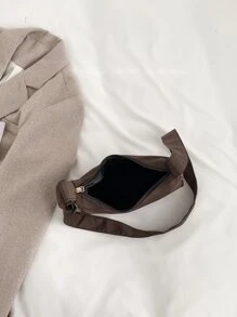 Minimalist Hobo Bag - Coffee Brown - View 5