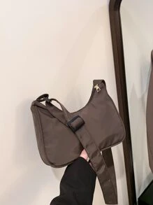 Minimalist Hobo Bag - Coffee Brown - View 2